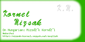 kornel mizsak business card